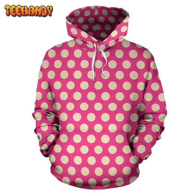 Pink White Polka dot Pattern Print All Over Graphic 3D Hoodie