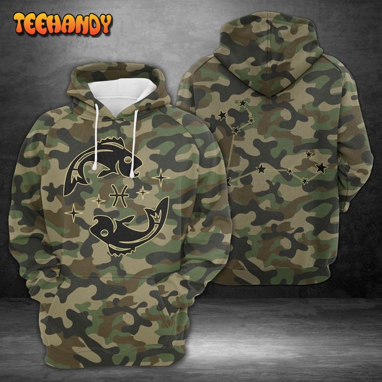 Pisces Horoscope Camo 3D Printed Hoodie Zipper Hoodie