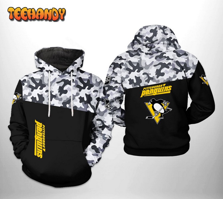 Pittsburgh Penguins NHL Camo Veteran 3D Printed Hoodie