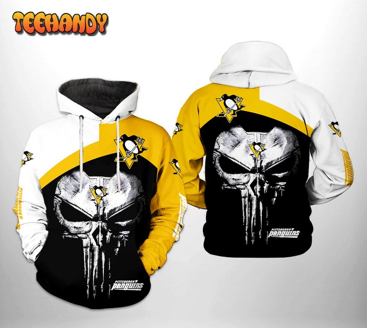 Pittsburgh Penguins NHL Skull Punisher 3D Printed Hoodie