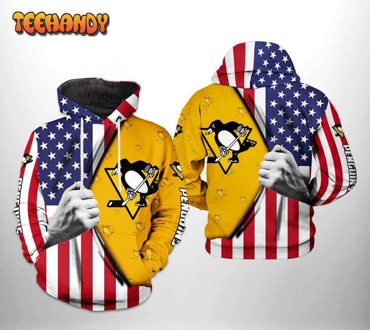 Pittsburgh Penguins NHL US FLag 3D Printed Hoodie Zipper Hoodie