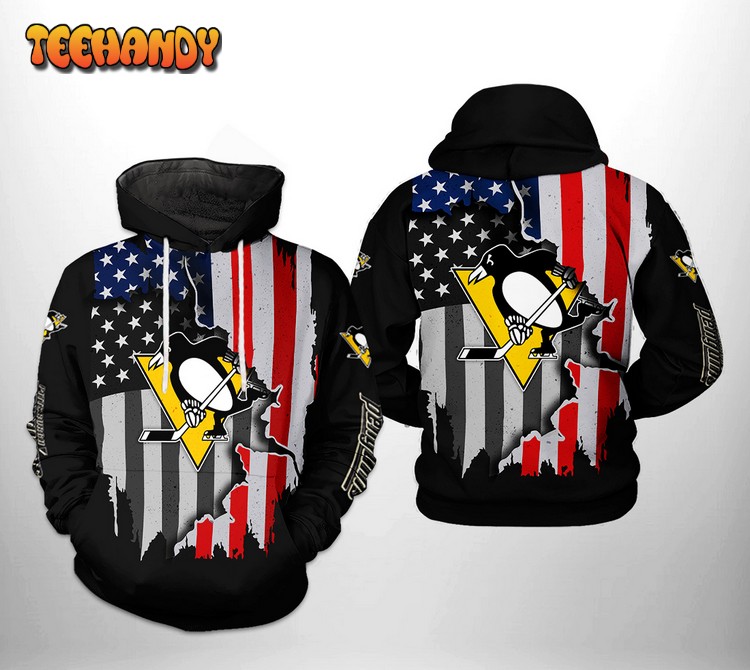 Pittsburgh Penguins NHL US FLag Team 3D Printed Hoodie