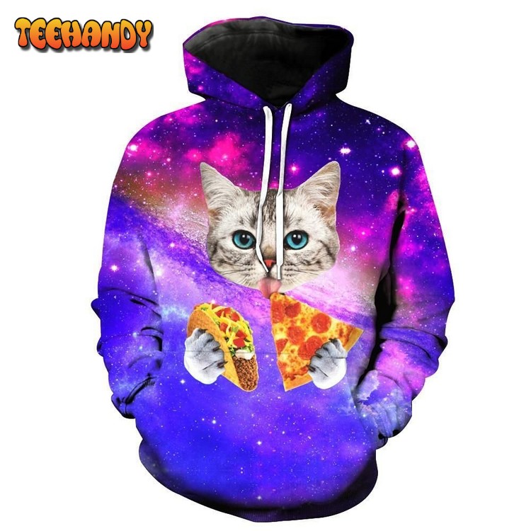 Pizza Taco Cat In Space 3D Hoodie For Men Women