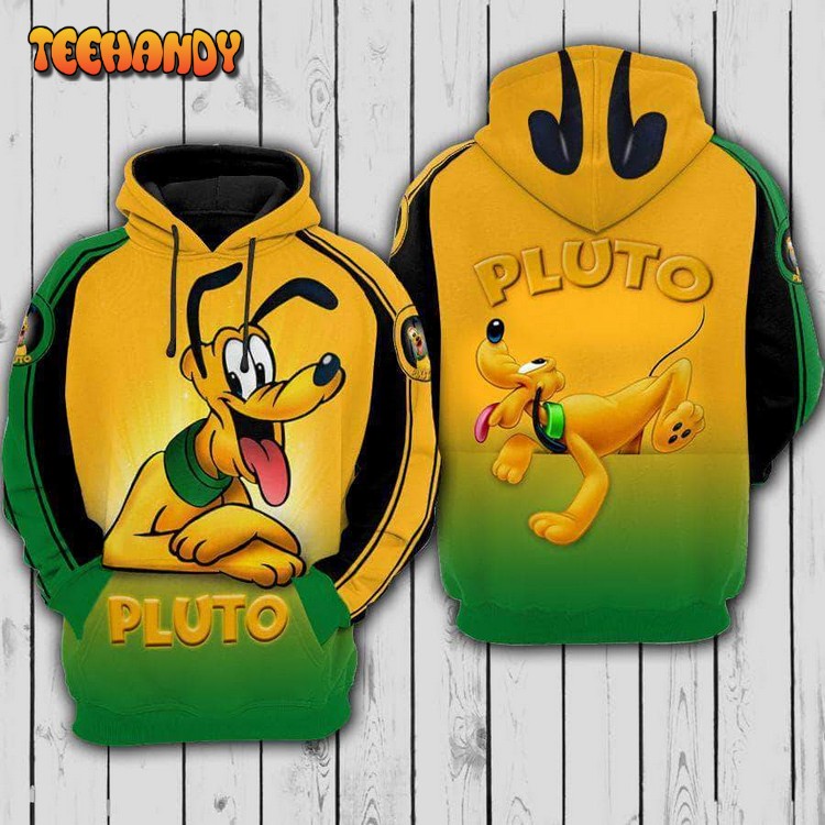 Pluto Cute Happy Art 3D Printed Hoodie Zipper Hoodie