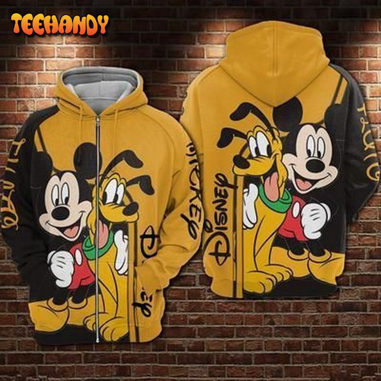 Pluto Mickey Pullover And Zip Pered Hoodies Custom 3D Graphic