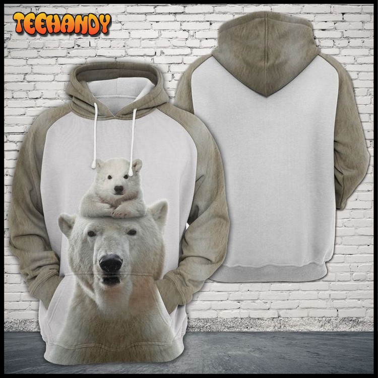 Polar Bear Family 3D Printed Hoodie Zipper Hoodie