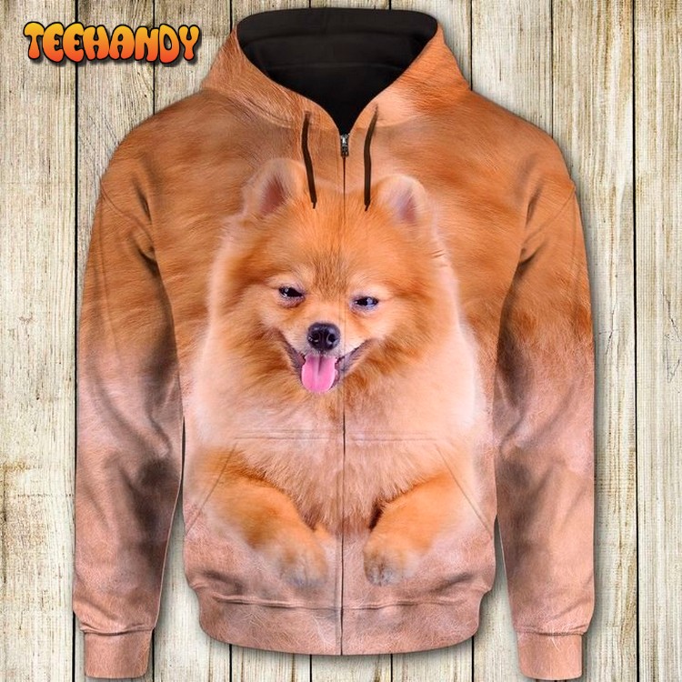 Pomeranian Cute Face 3D Printed Hoodie Zipper Hoodie