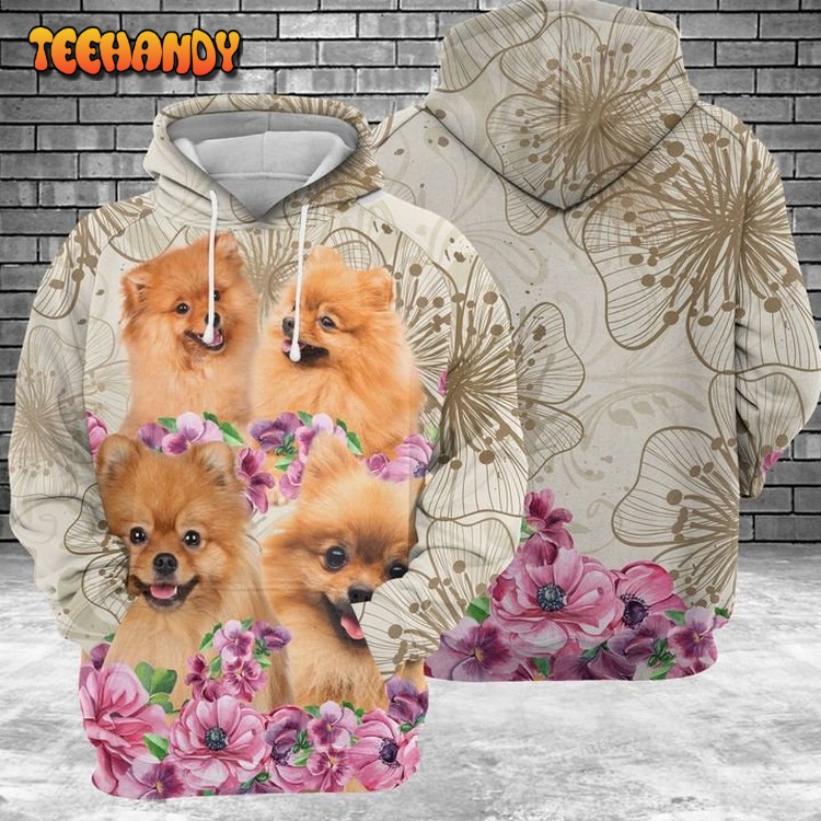 Pomeranian Flower 3D Printed Hoodie Zipper Hoodie