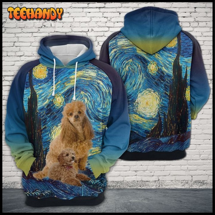 Poodle Starry Night 3D Printed Hoodie Zipper Hoodie