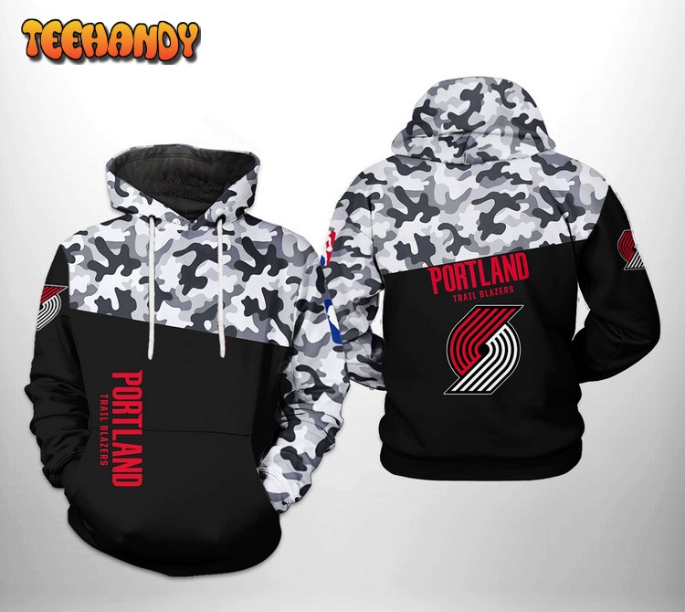 Portland Trailblazers NBA Camo Veteran Team 3D Printed Hoodie