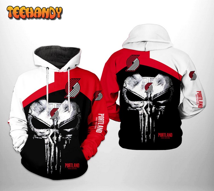 Portland Trailblazers NBA Skull Punisher Team 3D Printed Hoodie