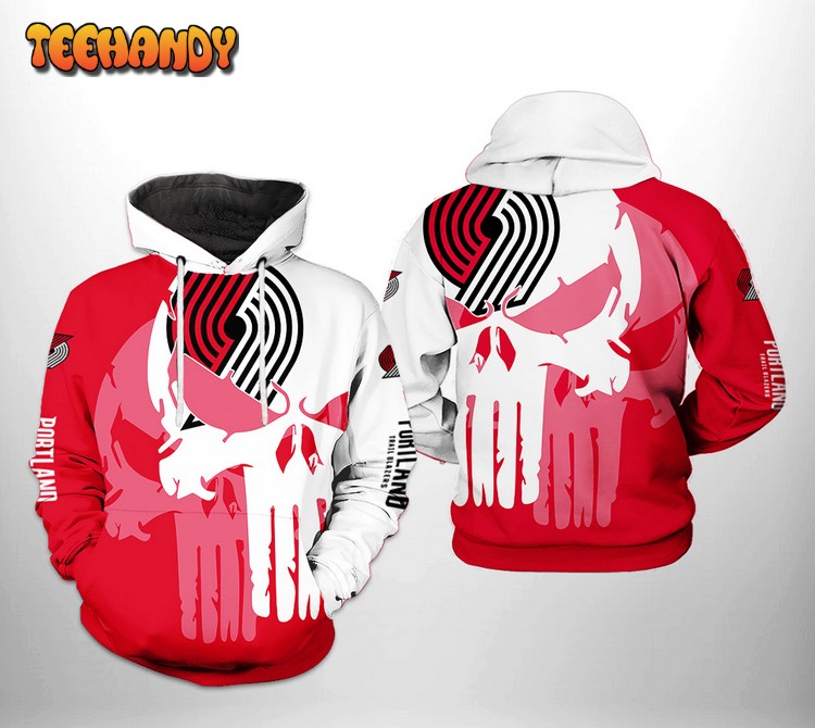 Portland Trailblazers NBA Team Skull 3D Printed Hoodie