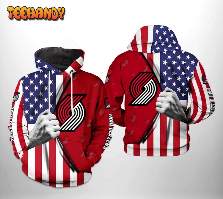 Portland Trailblazers NBA US Flag Team 3D Printed Hoodie