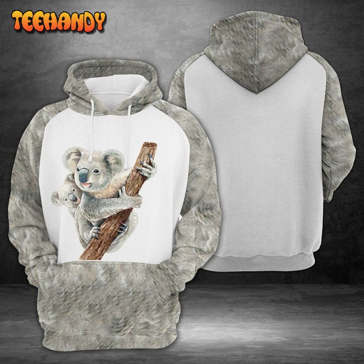 Portrait Koala And Baby 3D Printed Hoodie Zipper Hoodie