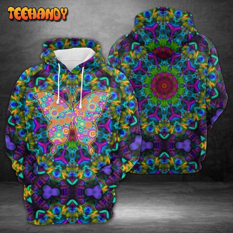 Purple Flower Butterfly 3D Printed Hoodie Zipper Hoodie