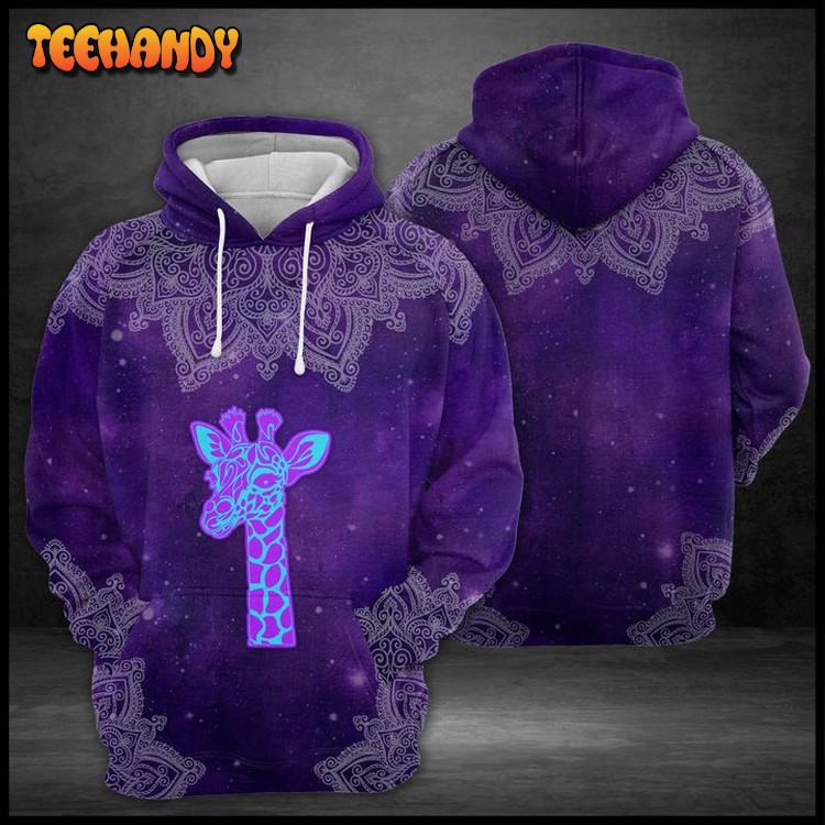 Purple Giraffe Mandala 3D Printed Hoodie Zipper Hoodie