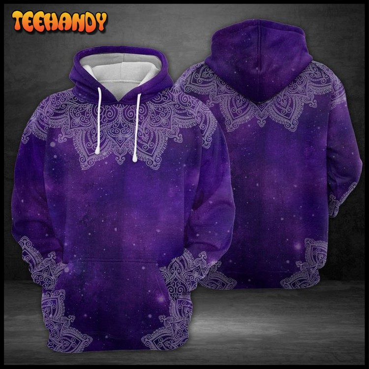 Purple Mandala 3D Printed Hoodie Zipper Hoodie