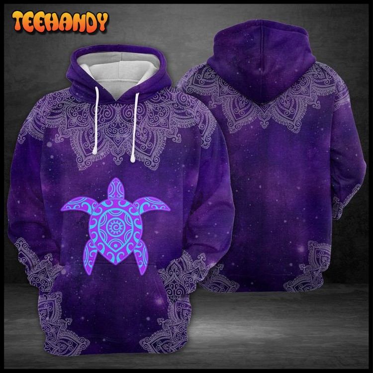 Purple Turtle Mandala 3D Printed Hoodie Zipper Hoodie