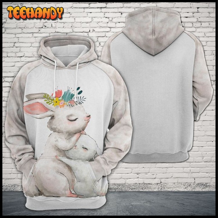 Rabbit Family 3D Printed Hoodie Zipper Hoodie