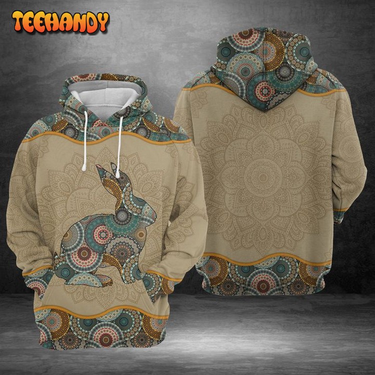 Rabbit Mandala 3D Printed Hoodie Zipper Hoodie