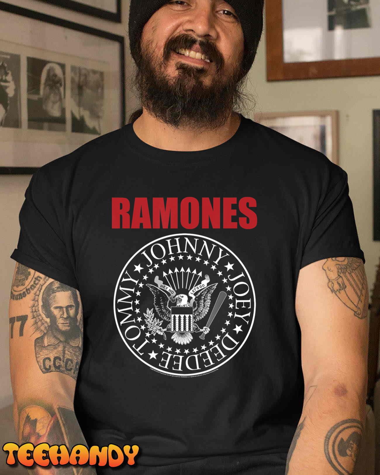 Ramones Red Text Seal Rock Music Band T-Shirt