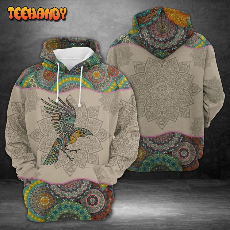 Raven Viking Mandala 3D Printed Hoodie Zipper Hoodie