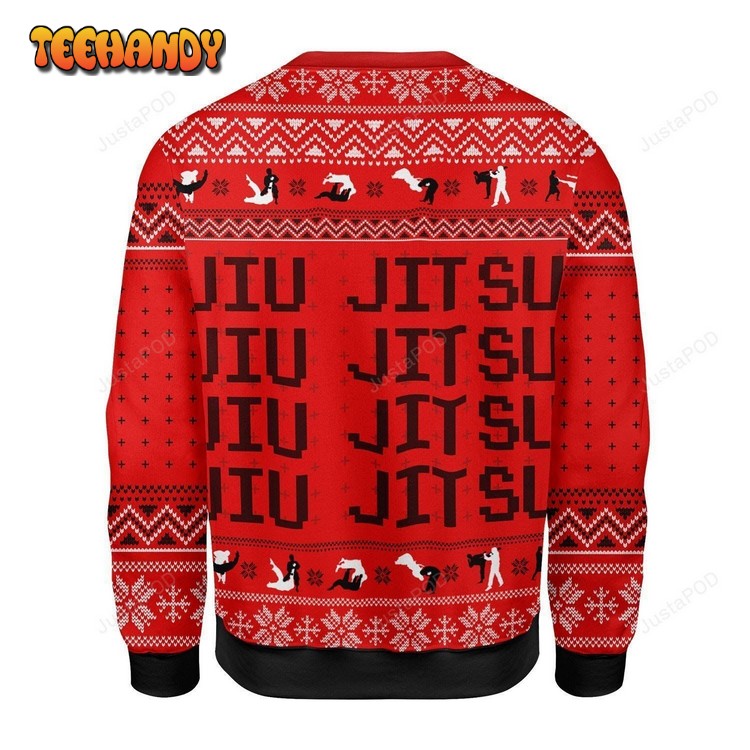 Red Snowflake Pattern JIU JITSU JESUS Christmas For Unisex Sweater