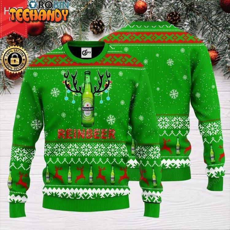 Reinbeer Heineken Beer Ugly Christmas Sweater, All Over Print Sweatshirt