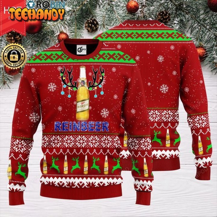 Reinbeer Miller High Life Ugly Christmas Sweater