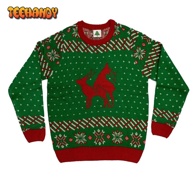 Reindeer Funny Green For Unisex Ugly Christmas Sweater