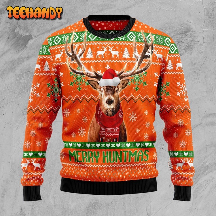 Reindeer Merry Huntmas Ugly Christmas Sweater