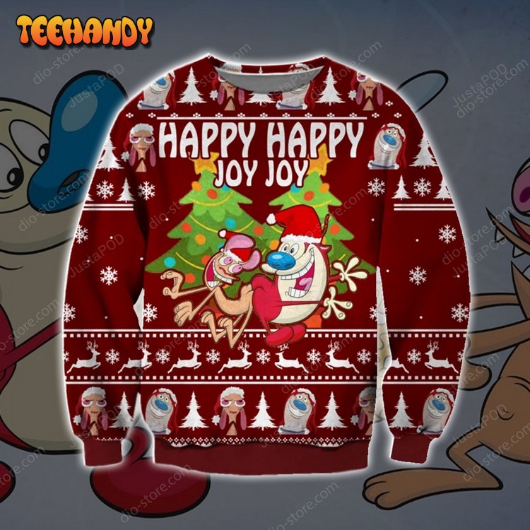 Ren And Stimpy Knitting Pattern 3d Print Ugly Sweater, Ugly Sweater