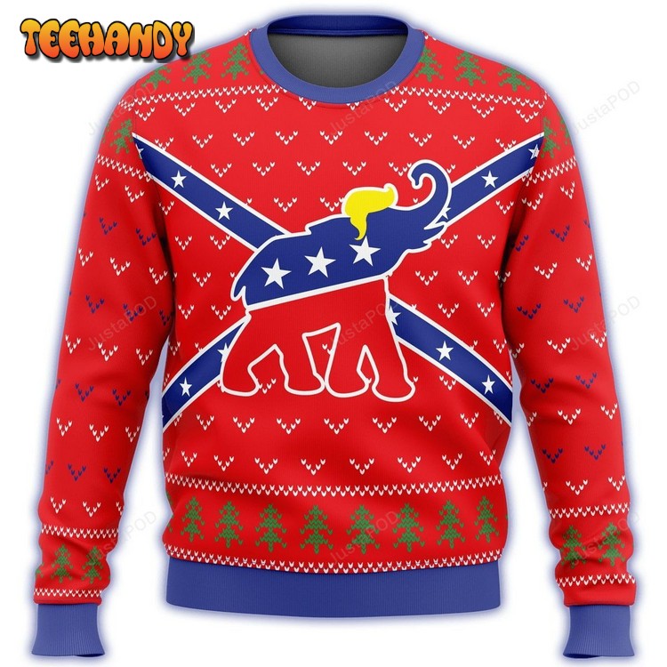 Republican Flag Elephant Trump Ugly Christmas Sweater