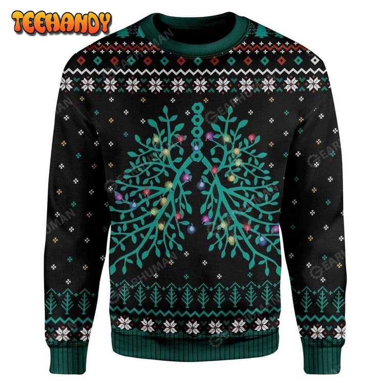 Respiratory Christmas Lights For Unisex Ugly Christmas Sweater