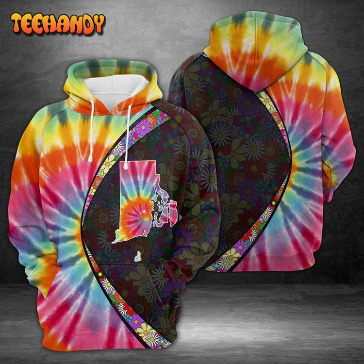 Rhode Island Tie Dye 3D Printed Hoodie Zipper Hoodie