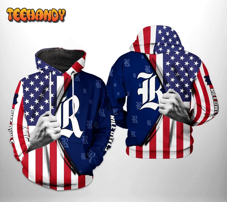 Rice Owls NCAA US Flag 3D Printed Hoodie Zipper Hoodie