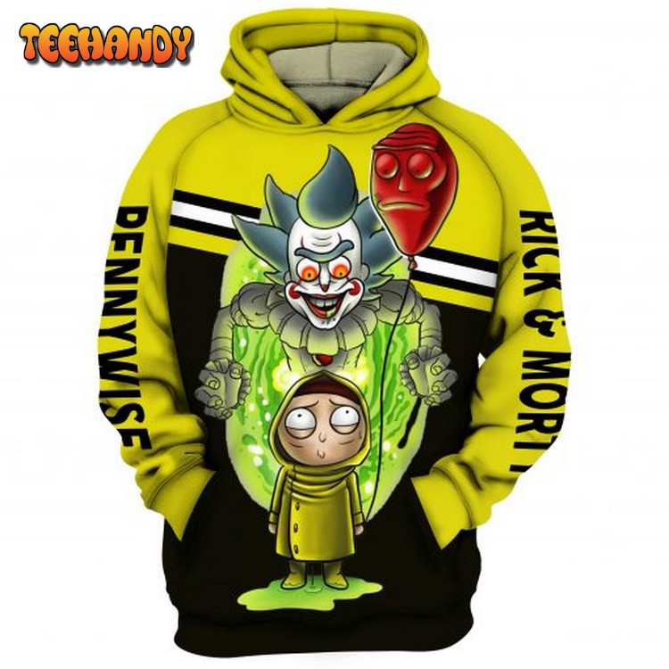 Rick And Morty And Pennywise It 3D Printed Hoodie