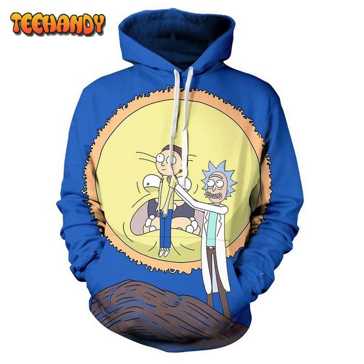 Rick And Morty Blue 3D Printed Hoodie Zipper Hoodie