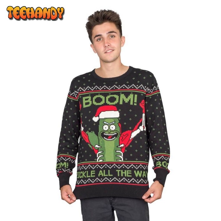 Rick And Morty Boom! Pickle Rick For Unisex Ugly Christmas Sweater