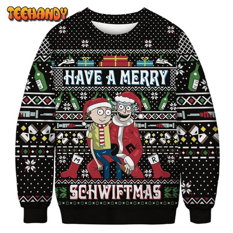 Rick And Morty Have A Merry Schwiftmas For Unisex Ugly Sweater