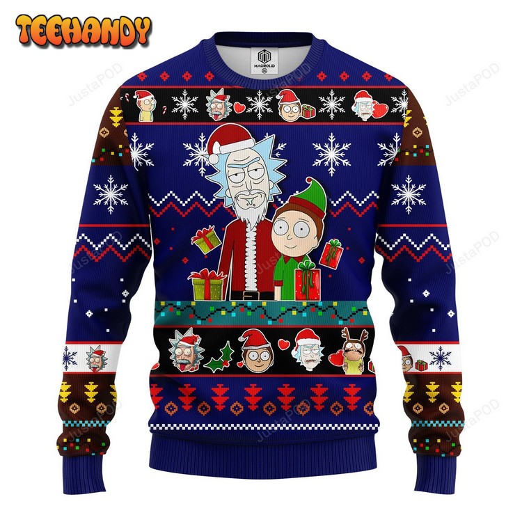 Rick And Morty Noel Ugly Christmas Sweater Blue, Ugly Sweater