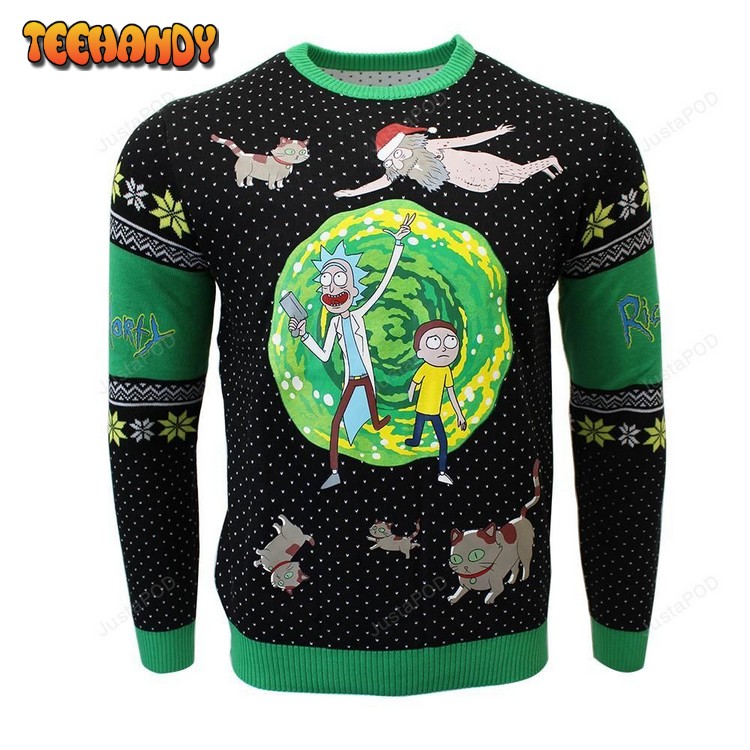 Rick and Morty Portal Knitted Ugly Sweater, Ugly Sweater