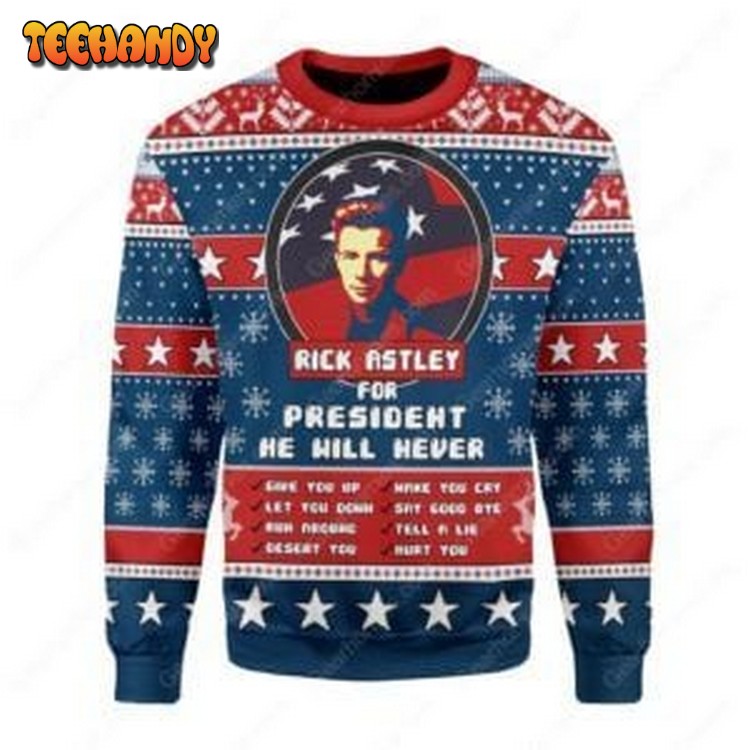 Rick Astley Ugly Christmas Sweater, All Over Print Sweatshirt