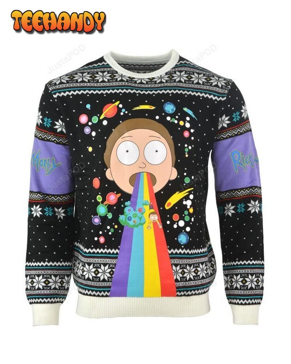 Rick & Morty Rainbow Christmas Ugly Sweater, Ugly Sweater