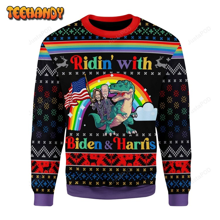 Ridin’ With Biden And Harris LGBT Ugly Christmas Sweater