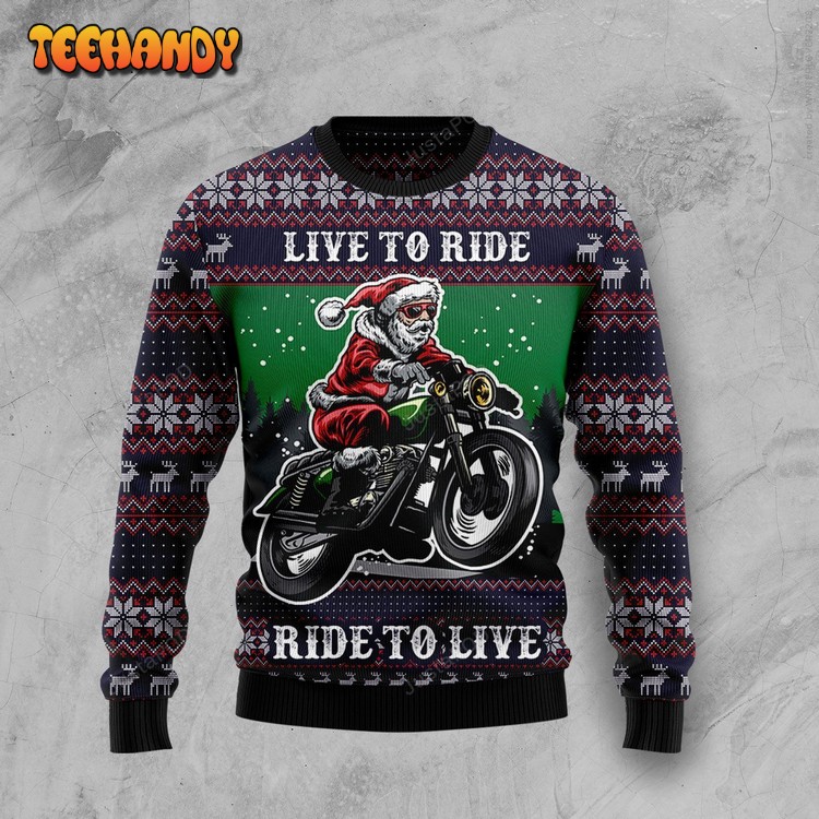 Riding Motor Ugly Christmas Sweater, Ugly Sweater