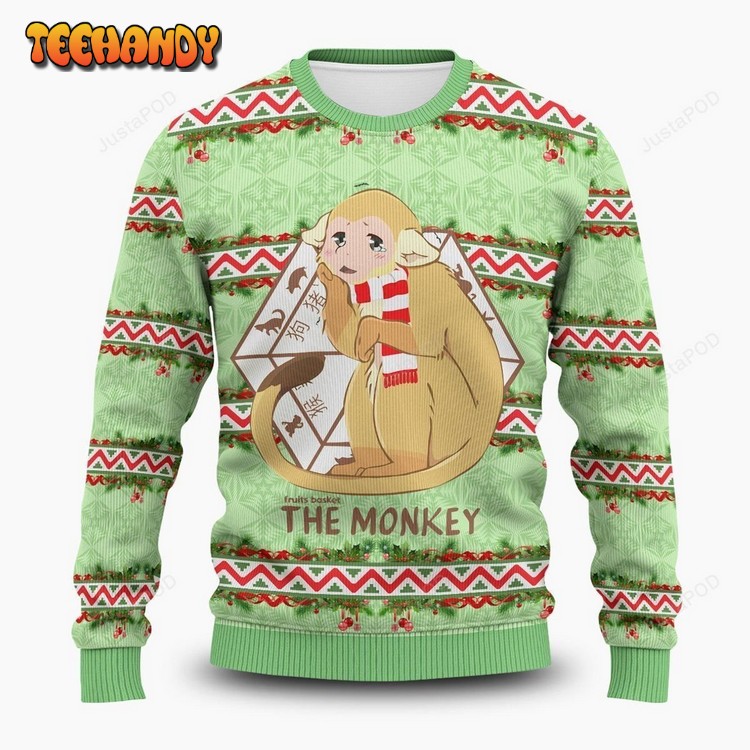 Ritsu The Monkey Ugly Christmas Sweater, Ugly Sweater