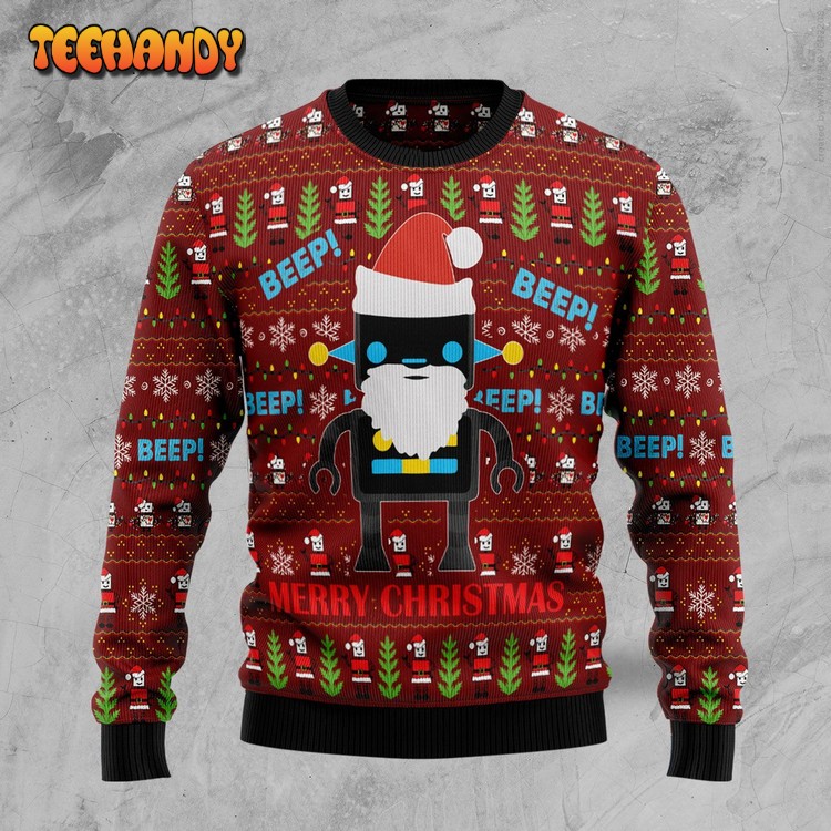 Robot Santa Ugly Christmas Sweater, All Over Print Sweatshirt