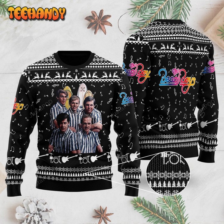 Rock Music The Beach Boys Band With Music Notes Ugly Sweater