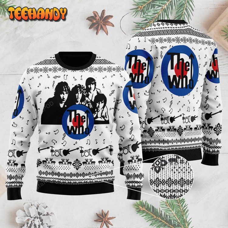 Rock Music The Who Band With Music Notes Ugly Sweater